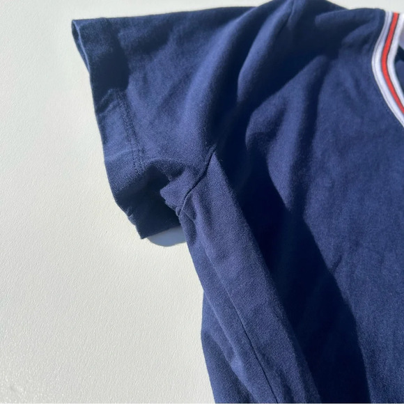 *J.Crew Navy Blue Crew Neck Tee Shirt with Red and White Lined Collar - S - Picture 12 of 12